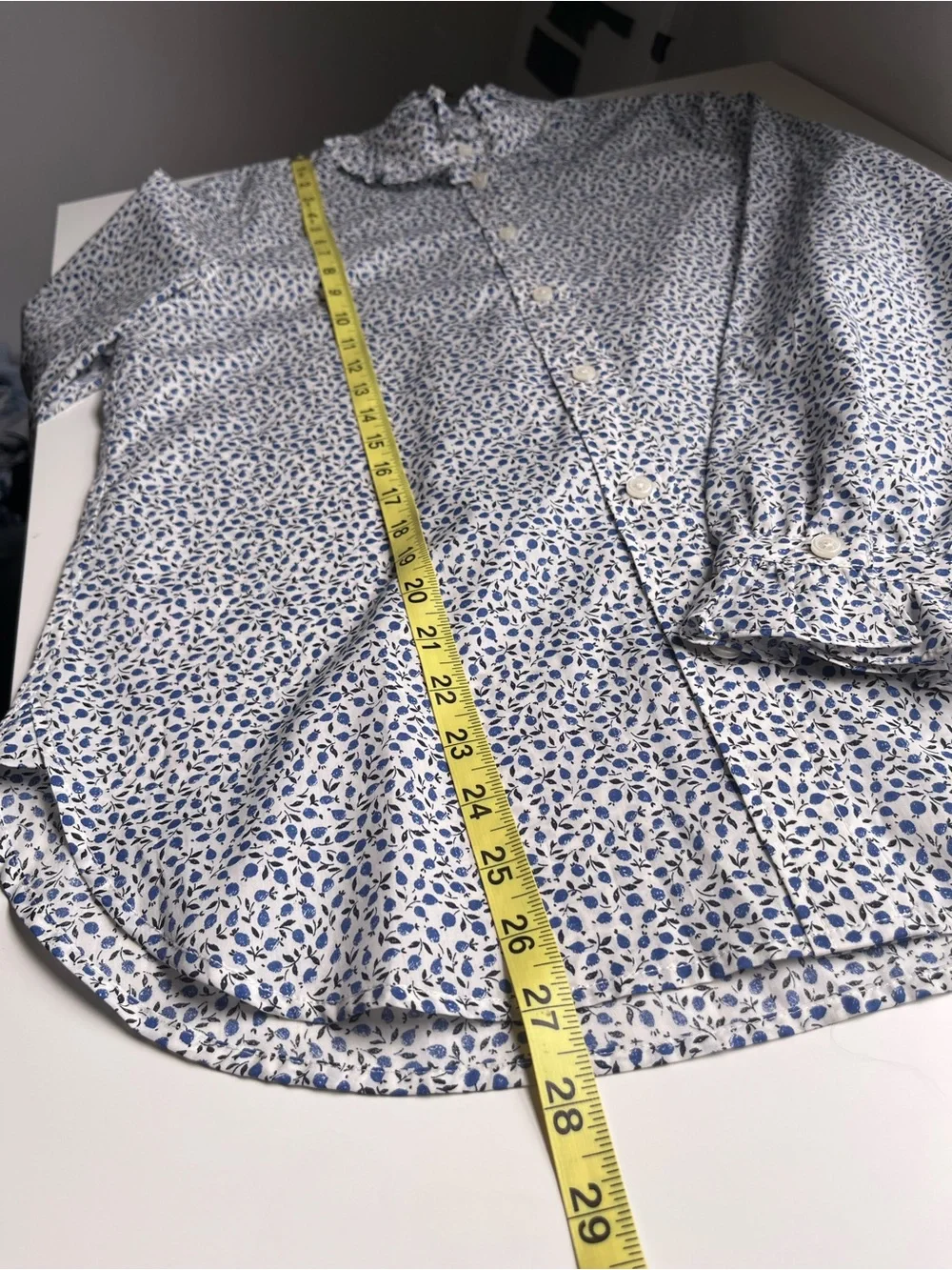 J Crew Liberty Of London Classic Fit Shirt Ed Blue Floral Ruffle Collar 6 Cotton